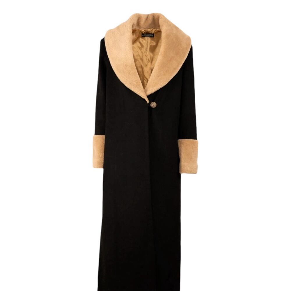 J. Peterman Co Coat Louise Brooks Black Cashmere Wool Women Flapper Maxi Size 4 - Picture 11 of 13
